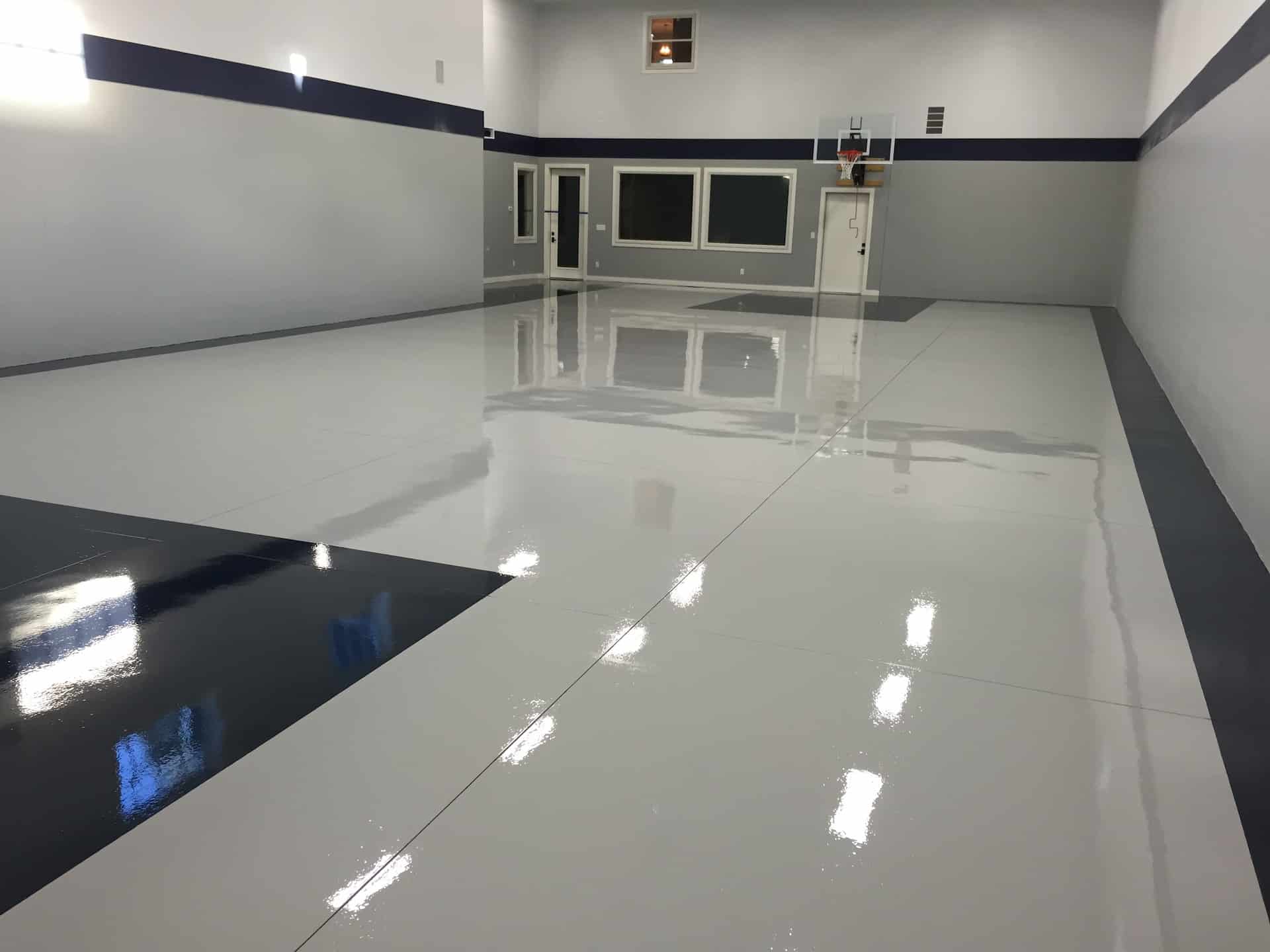 Epoxy flooring for indoor basketball court