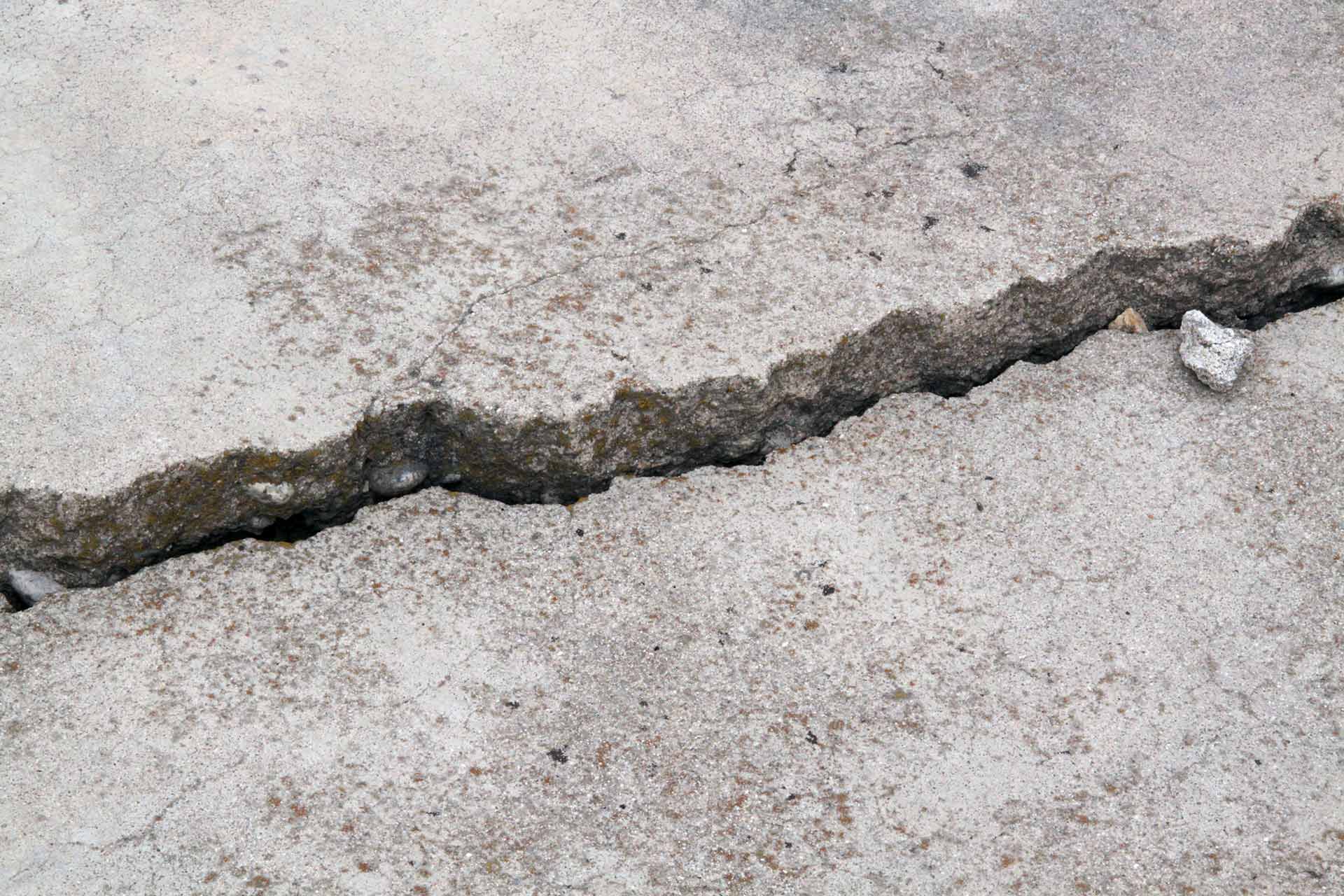 big crack in concrete